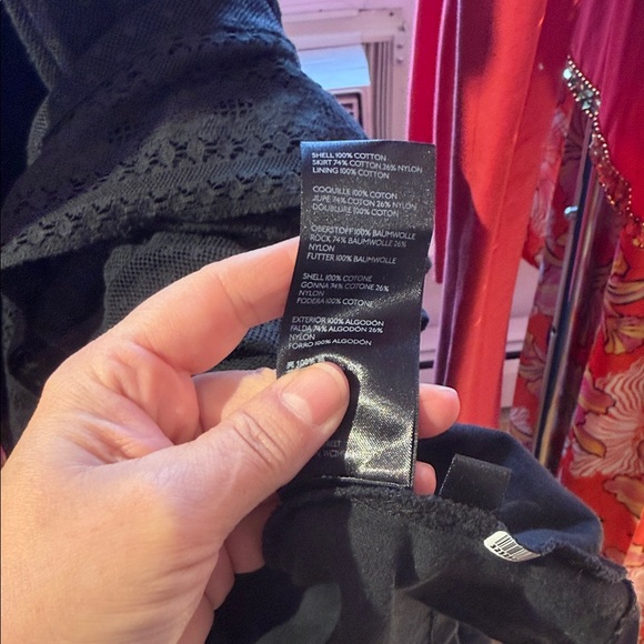 Free People Earth Angel Black rib knit swiss dot lace  Maxi Dress size L - Picture 16 of 17